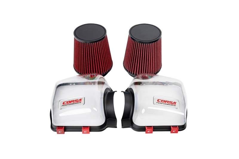 Ford Mustang GT Performance Air Intake - CORSA Performance - Carbon Fiber Closed Box + Dual Carbon Fiber Ducts + DryTech Air Filters - Glossy - `24-`25